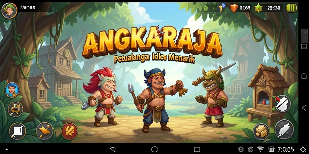 Tampilan gameplay ANGKARAJA dengan elemen Idle yang menarik.