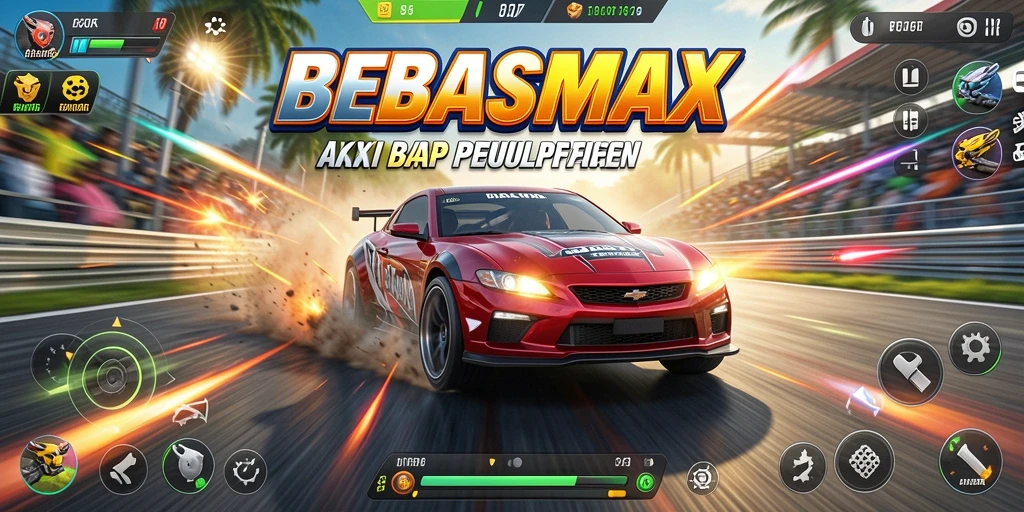 Screenshot gameplay BEBASMAX yang menunjukkan balapan seru dan penuh kecepatan.