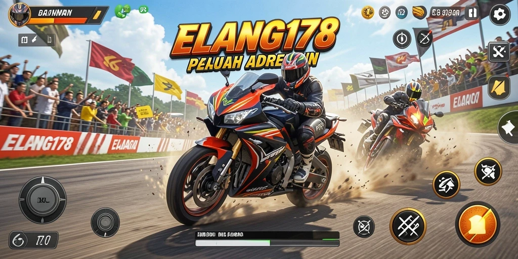 Gameplay ELANG178 menampilkan balapan motor yang seru dan kompetitif.