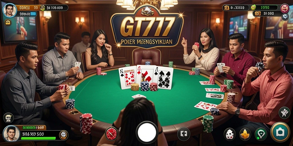Tampilan gameplay poker yang seru dan kompetitif di GT777.
