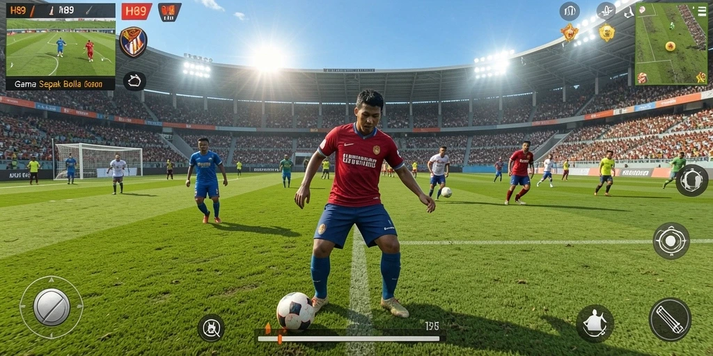 Tampilan gameplay H89 yang menarik dengan aksi sepak bola yang dinamis.