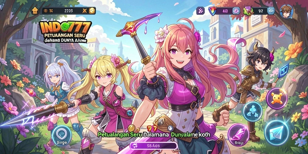 Tangkapan layar utama INDO777 menampilkan pertarungan seru karakter anime.