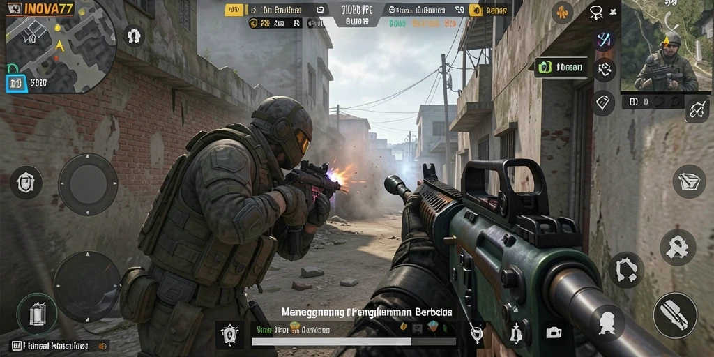 Gameplay menarik INOVA77 dengan aksi tembak-menembak yang intens.