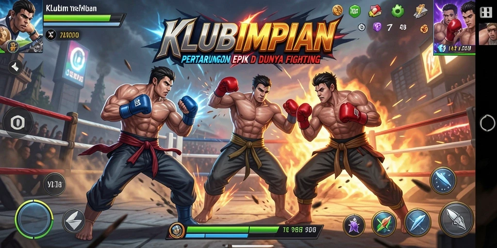 Screenshot gameplay seru di KLUBIMPIAN menampilkan pertarungan yang mendebarkan.