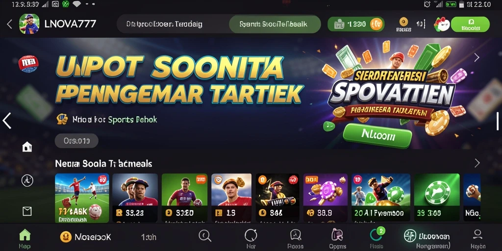 Screenshot LNOVA777 menampilkan antarmuka Sportsbook yang menarik dan informasi taruhan.