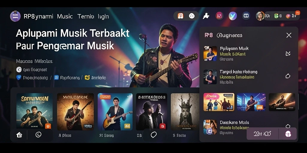 Screenshot utama RP8 menampilkan gameplay musik yang interaktif dan menyenangkan.