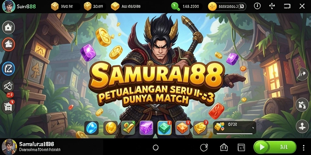 Tampilan menarik dari gameplay match-3 SAMURAI88 yang penuh warna.