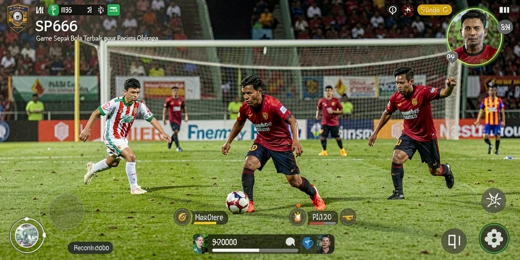Gameplay seru dan penuh aksi sepak bola yang mendebarkan.