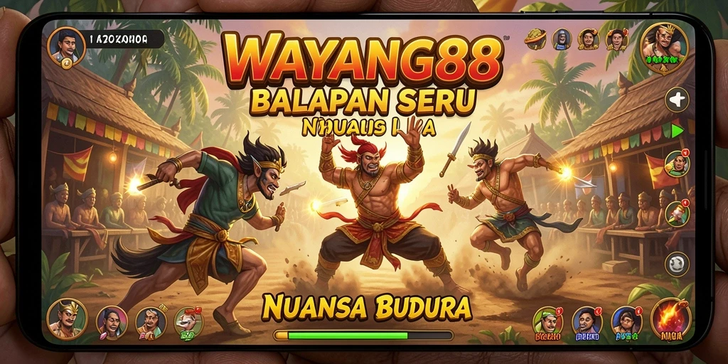 Tampilan seru balapan di WAYANG88 yang menampilkan budaya Indonesia.