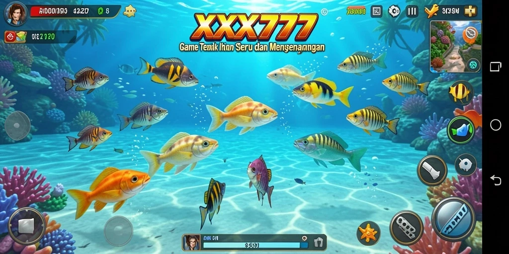 Screenshot gameplay XXX777 menampilkan aksi tembak ikan yang seru.